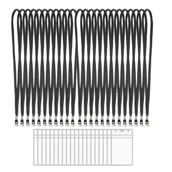 20 шт. держателей для ID-карт со шнурками Прозрачные Водонепроницаемые Запечатываемые Горизонтальные или Вертикальные Бейджи для Имен и Шнурки-ожерелья для Ношения на Шее