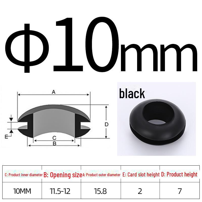 Черное двухстороннее резиновое защитное кольцо для провода