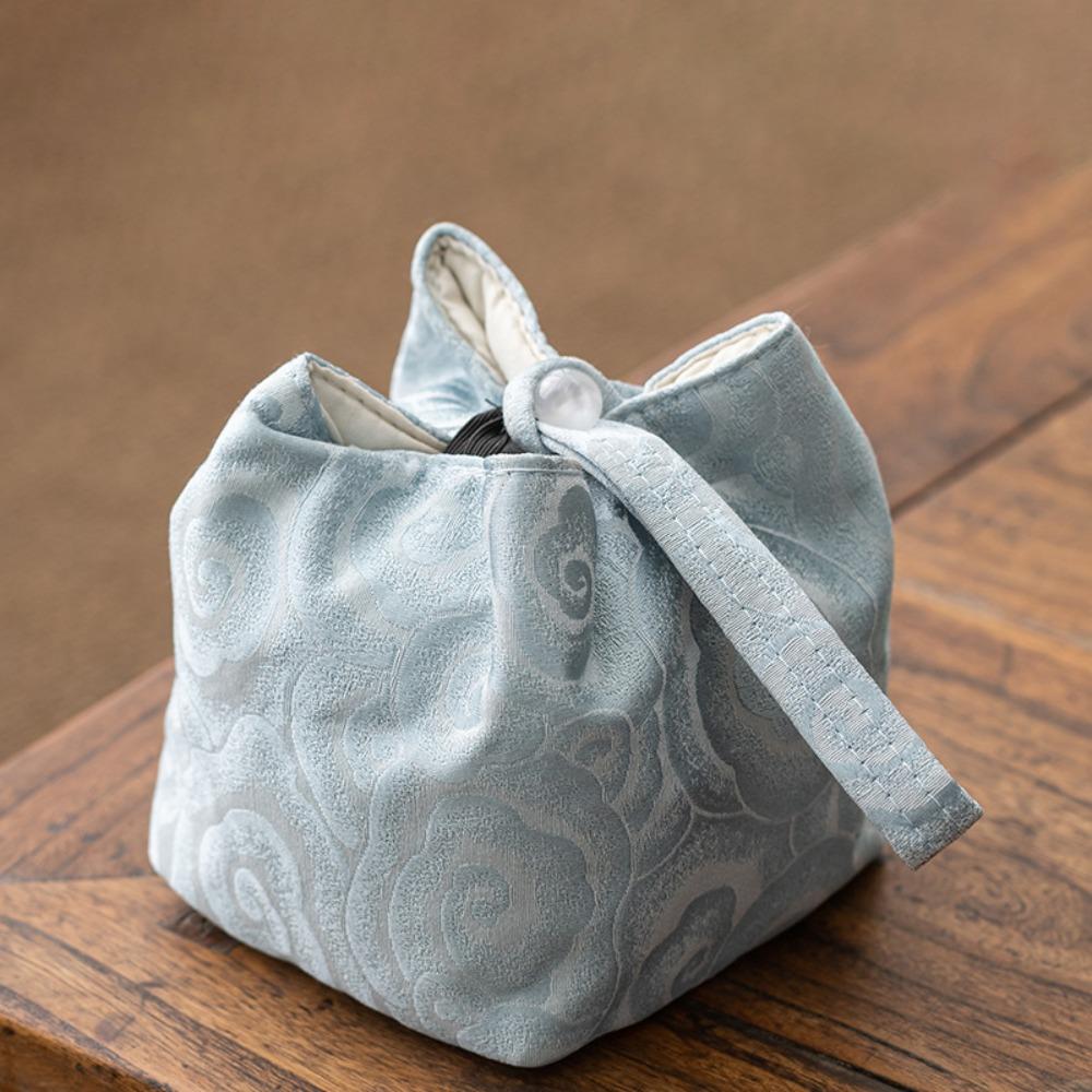 Сумка для хранения чайной посуды в китайском стиле, ударопрочная вышитая сумка в стиле ретро для небольших предметов, дорожная сумка