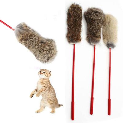 Cat Teaser Stick Плюшевые искусственные кроличьи волосы Интерактивные игрушки для домашних животных Забавные товары для кошек Игрушки для домашних животных