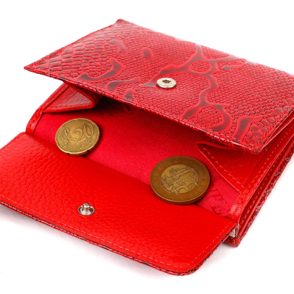 Excellent Wallet for Women of Medium Size Made of Genuine Leather with Reptile Embossing CANPELLINI 21818 Red