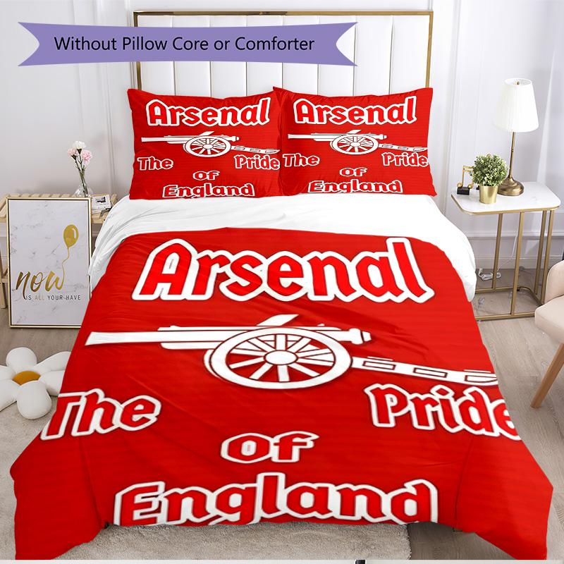 3pcs Duvet Cover Set (1*Duvet Cover + 2*Pillowcase, Without Core), football team Print Soft All‑Season Bedding Set, Home Bedroom Decor Gift