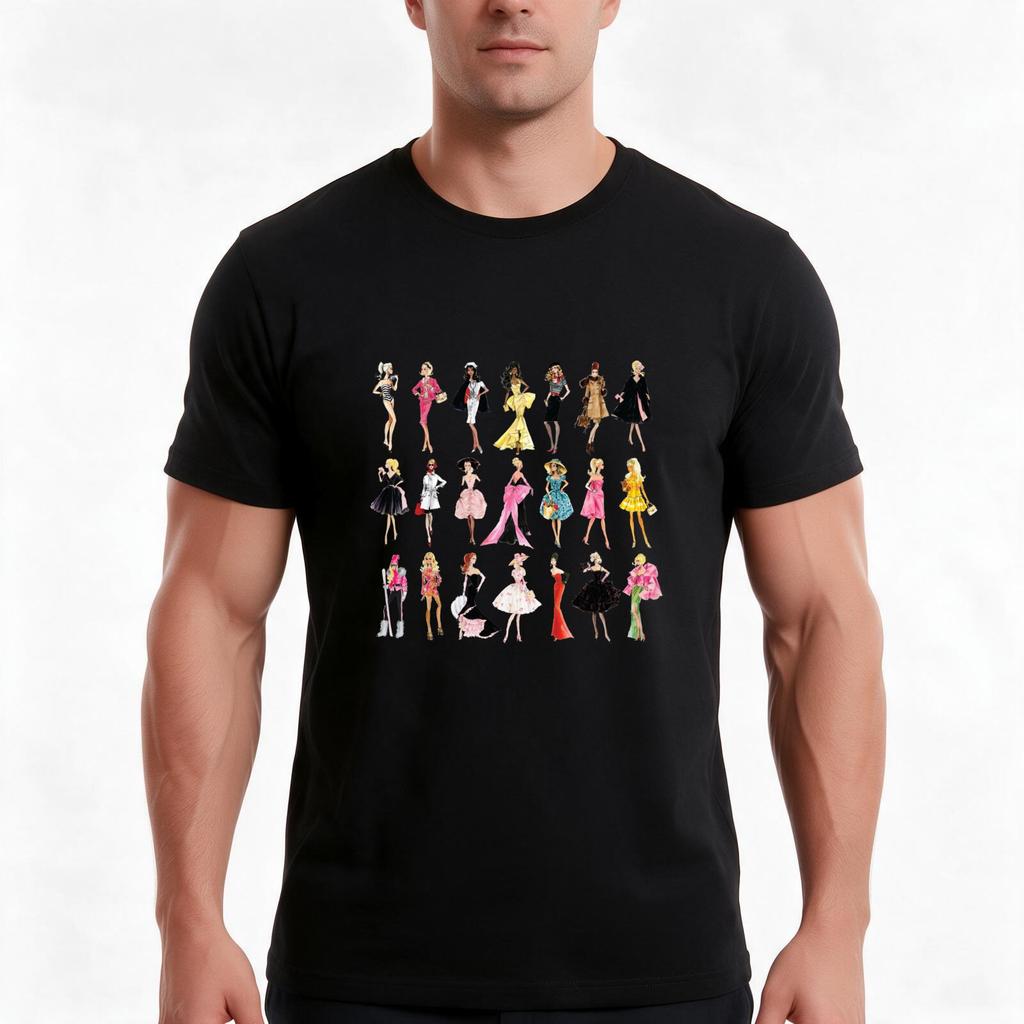 Vintage Doll Illustrations Tshirt Summer Casual Cotton Tee Oversized Streetwear Tops Vintage Graphic Print Unisex Unisex Unisex
