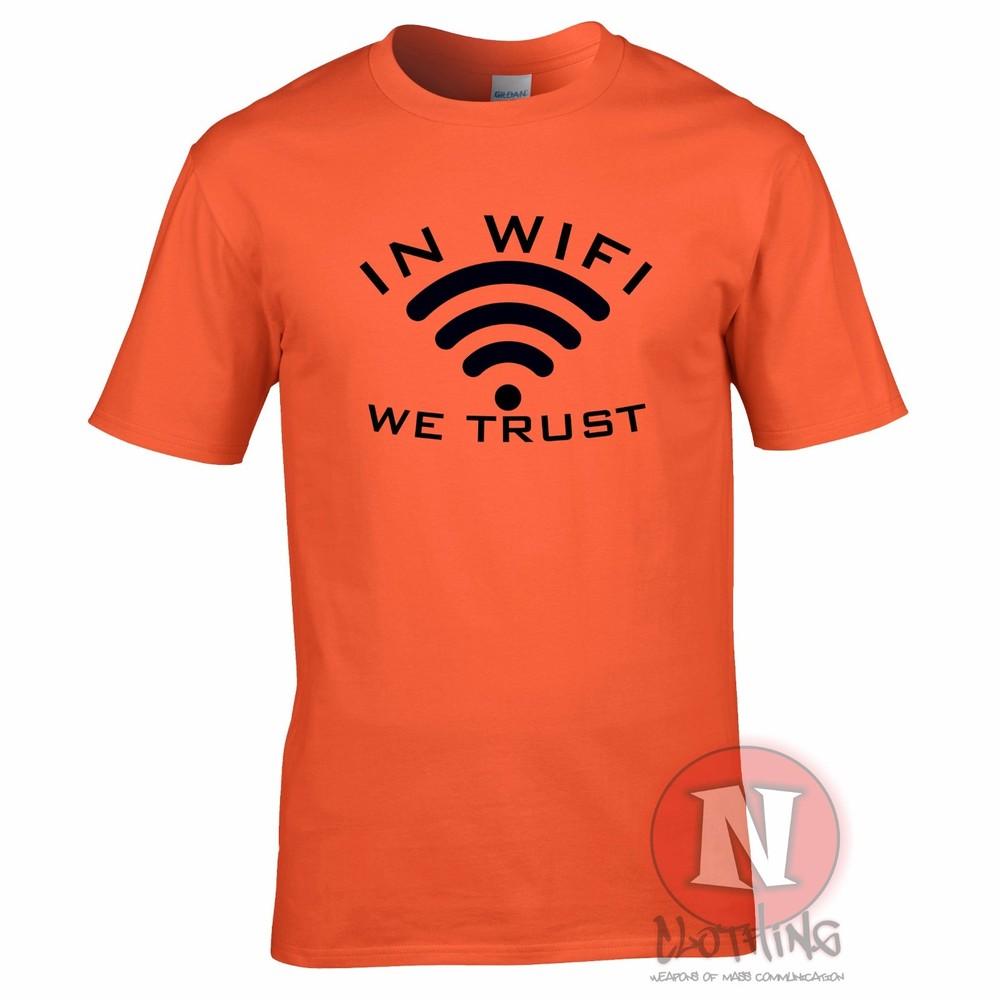 В Wi-Fi мы верим Смешная футболка для гика, ботаника, хипстера Технологии Мобильный телефон Футболка