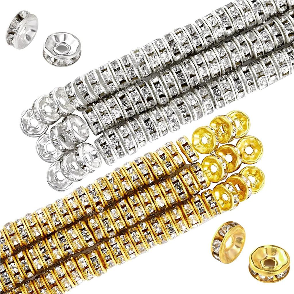 Рондель 6 мм плоский тип 200 штук золото серебро 100 штук каждый со стразами разделительные бусины металлические бусины аксессуары части ювелирные изделия ручная работа ремесло