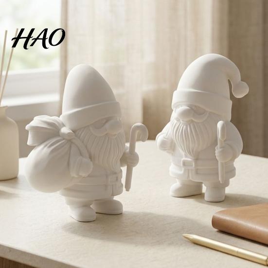 Holiday Tabletop Decor 3D Printed Santa Claus Figure for DIY Painting, Christmas Personalized Gift Ornament, White Resin Figurine Desk Shelf