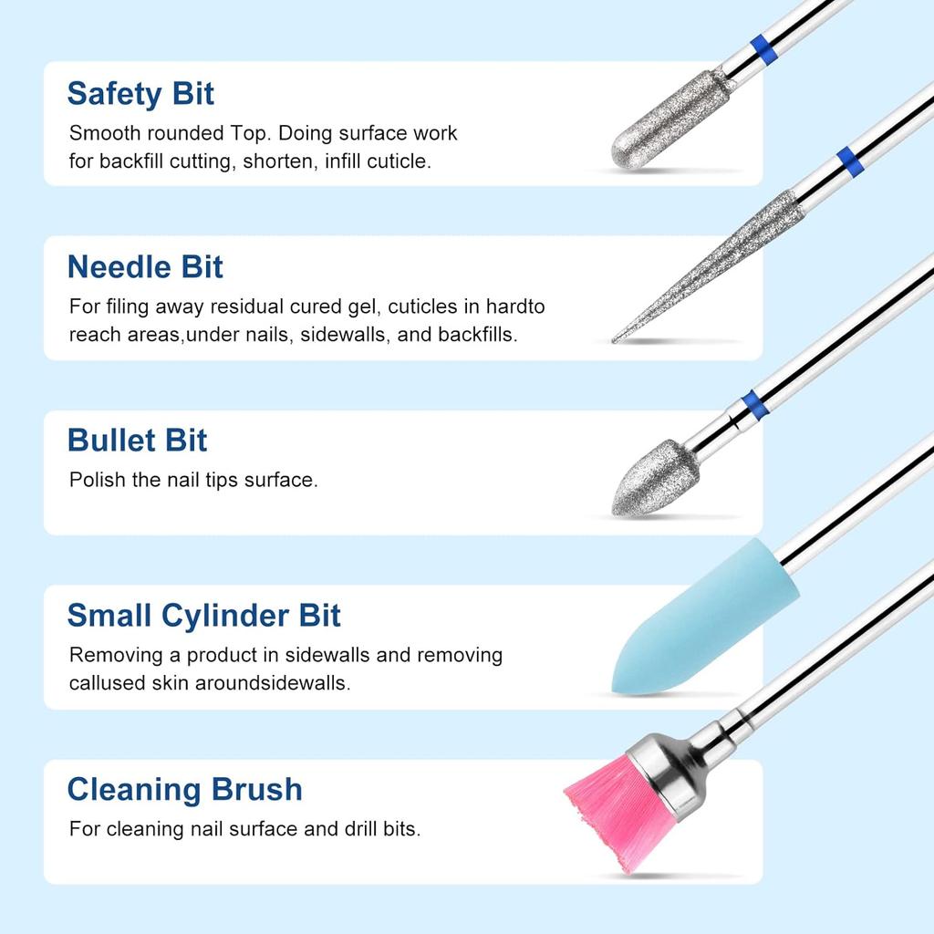 Набор из 10 шт./1 комплект электрических насадок для ногтей 3/32 роторные фрезы инструменты для кутикулы аксессуары электрические пилки для ногтей маникюр педикюр