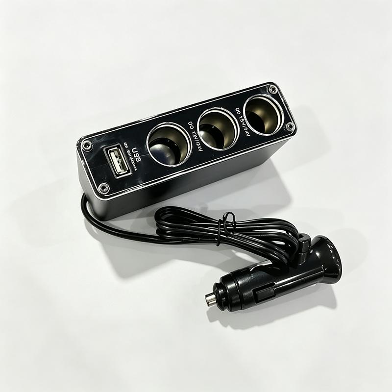 Автомобильный прикуриватель с разветвителем на 3 гнезда + USB-порт, адаптер-зарядное устройство, DC 12V, Witty
