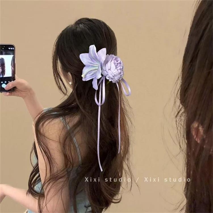 Восхитительная заколка для волос в виде цветка лилии: Элегантная заколка-краб для причесок