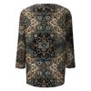 Trendy Vintage 3/4 Sleeve Top For Women,Ladies Casual Three Quarter Sleeve Round Collar Printed T-Shirt Blouse