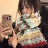 Mohair Knitted Wool Scarf for Women In Winter Korean Style Retro Thickened Warm Wool Scarf