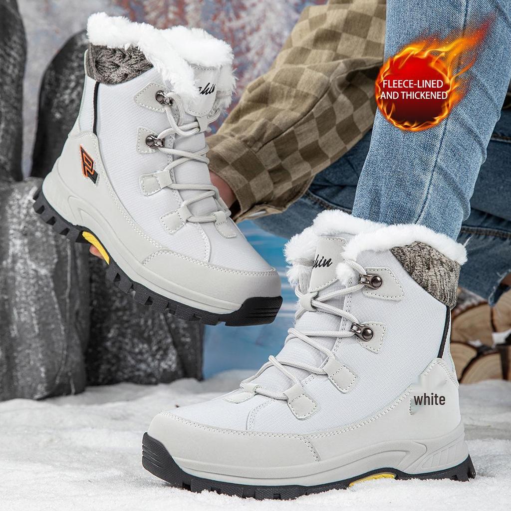 Женские зимние ботильоны с флисовой подкладкой - Теплые, Толстые, Нескользящие, Водонепроницаемые