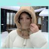 Зимняя вязаная маска-шапка с защитой ушей для езды на велосипеде на открытом воздухе и тепла