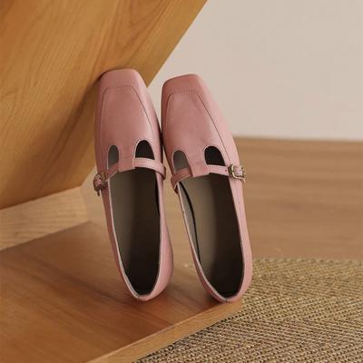 Новые розовые туфли Мэри Джейн на толстом каблуке с квадратным носком, туфли-лодочки с неглубоким вырезом, женская универсальная обувь