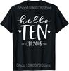 Привет Десять Эст 2015 10-й День Рождения Девочки 10 Лет Футболки Мужские Хлопок Юмор Уличная Одежда Футболка Короткий Рукав Свободная Одежда