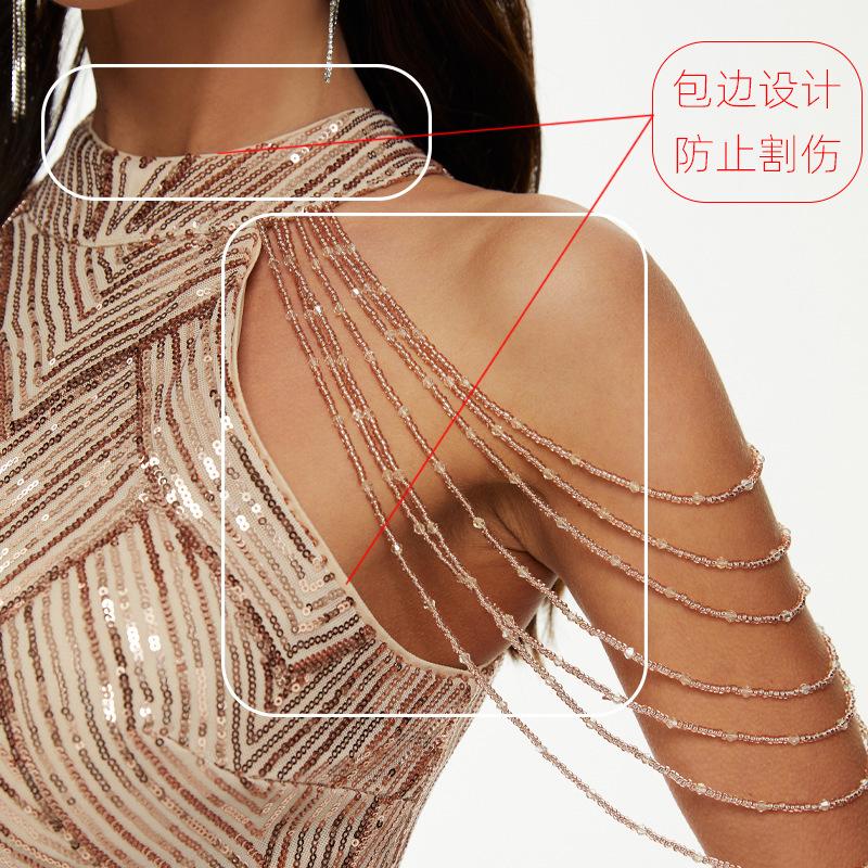 Evening dress sequined fishtail dress long dress performance Internet celebrity classic banquet car model etiquette evening dress dress