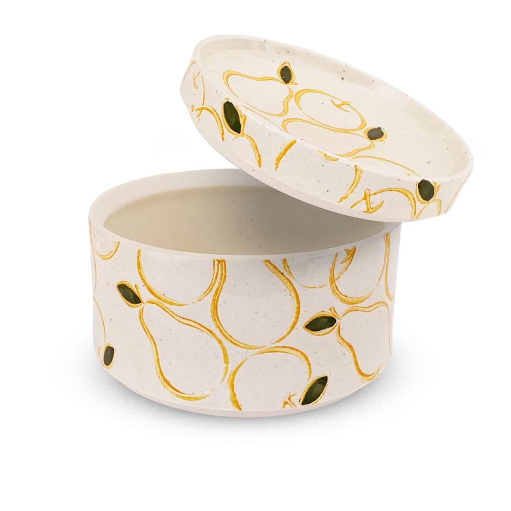 Kunzangama Ceramic Storage Small Plate with Hasami Made In Japan J-Kitchens Container, Small, Microwave-Safe, Two-Color Pier, Yellow, 11x7.5cm, Lid,