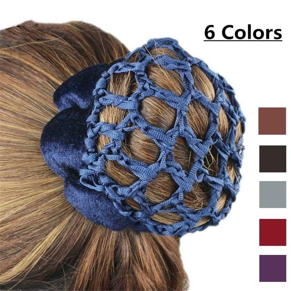 Fashion Lace Velet Edge Dance Skating Ballet Crochet Snood Hair Nets Bun Cover Updo Styling Tool