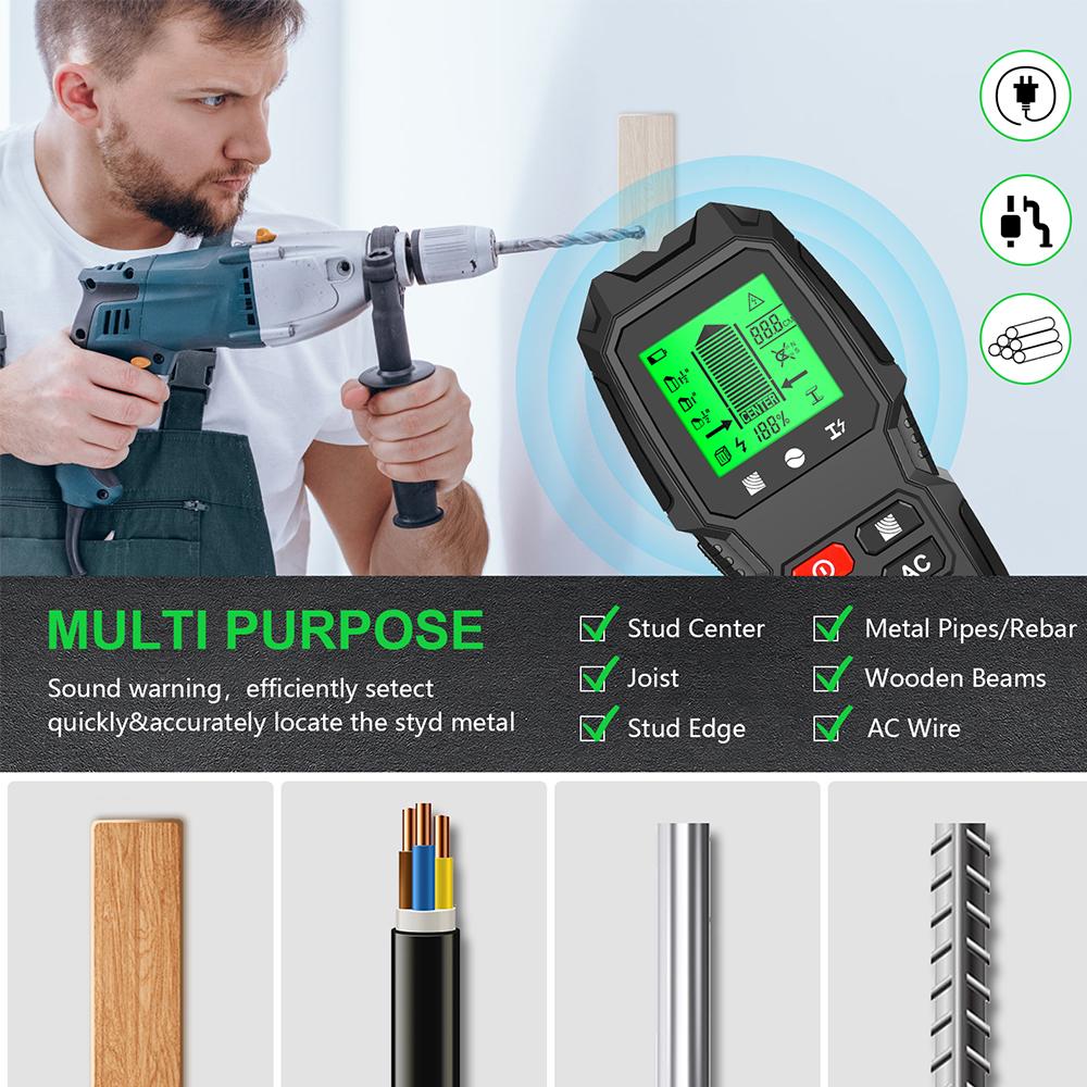 Wall Stud Finder Sensor Wall Scanner 7 In 1 LCD Electronic Detector Multi-purpose Metal Detector Metal Detector High Sensitivity Testing Tools