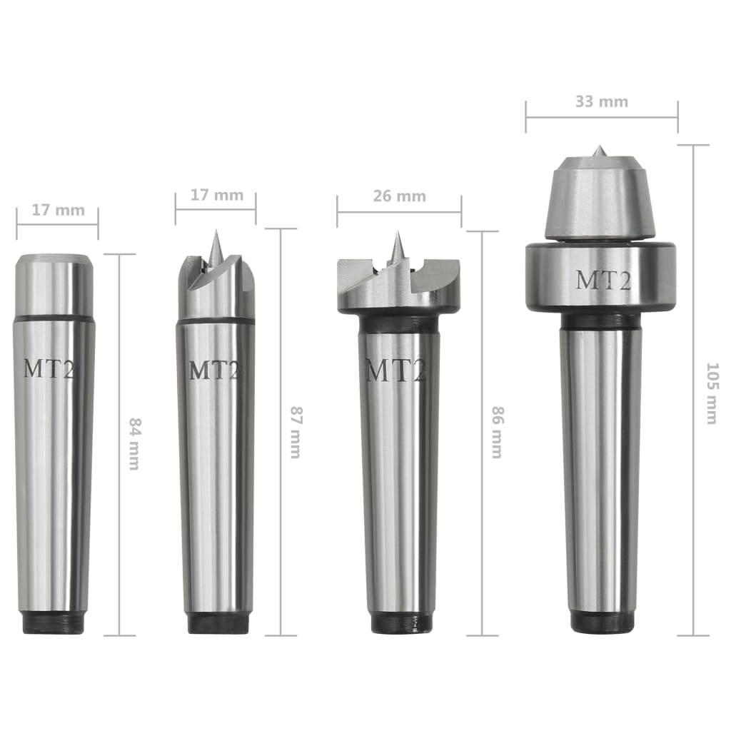 4 Piece Lathe Accessories Set MT2 Steel