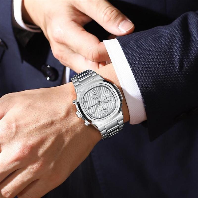 Luxury Man Watch Business Waterproof Male Clock Luminous Date Stainless Steel Square Quartz Men Watch reloj hombre