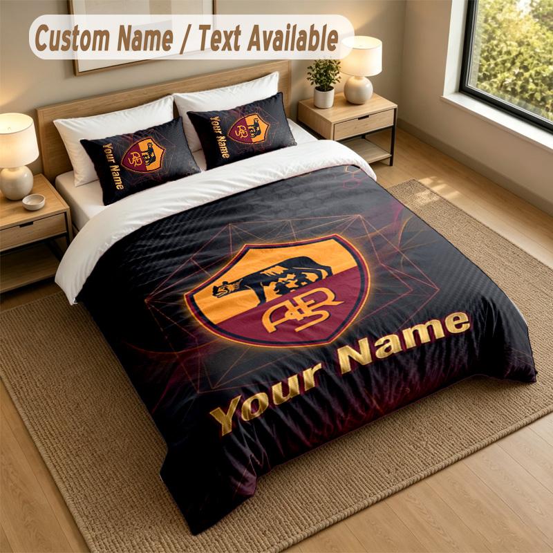 3Pcs Bedding Set Custom Name Text, 1 Sheet 2 Pillowcases Home Bed DecorAS Roma