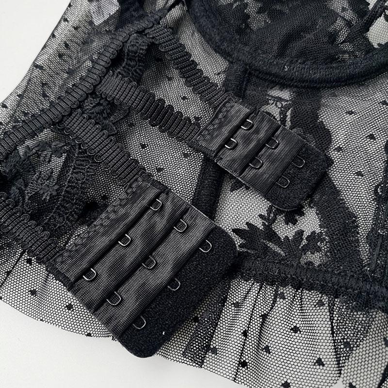 Embroidery Lace Sexy Women French Bra Set Sweet Top Pushup Wedding Bralette Bra Panty Sets Comfortable Intimates