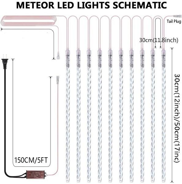 8 шт. светодиодный метеоритный дождь Рождественская гирлянда праздничная полоса света уличный водостойкий гирлянда для украшения сада и улицы