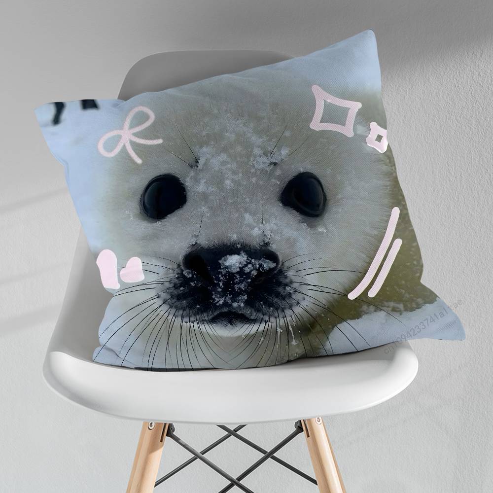 Animal Seal Cute Throw Pillow Case Living Room Sofa Cushion Cover For Home Bedroom Decoration Protector