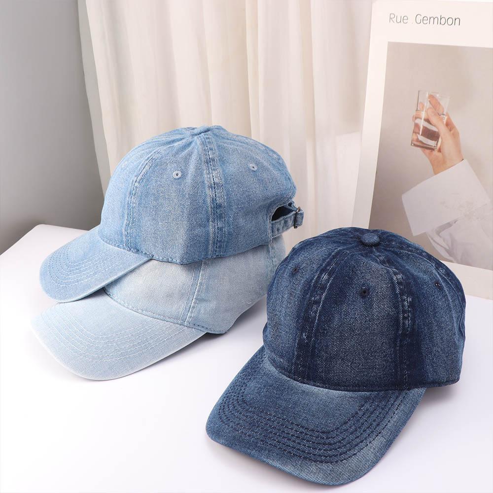 Solid Color Denim Baseball Cap Hip Hop Peaked Hat Simple Sun Hat Ladies