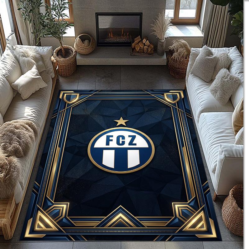 FC Zürich Soccer Football Pattern Soft Area Rug Non Slip Indoor Floor Carpet Sports Decor Mat for Bedroom