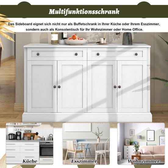 Large Sideboard with 4 Doors And 2 Drawers, Modern Buffet Cabinet for Dining Room and Living Room, 150 X 40 X 86cm