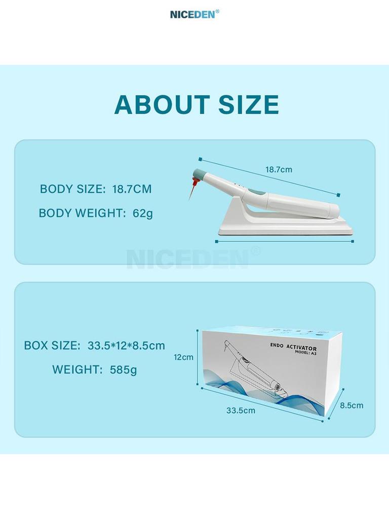 NICEDEN Wireless Endo Activator Root Canal Irrigation Device with 120 Replaceable Tips for Endodontic Cleaning and Activation