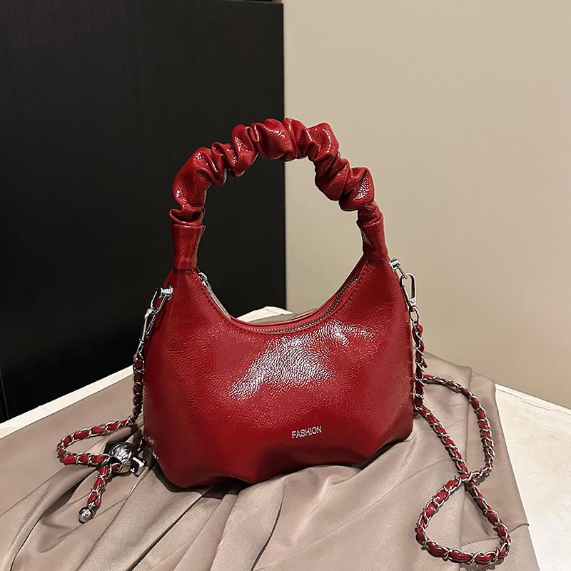 Премиальная красная сумка женская новая универсальная сумка-мессенджер на цепочке изысканная плиссированная сумочка
