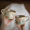 Floral Pattern Antique Style Mug Non-slip Milk Cup Decorative Ceramic Coffee Cup  Travel
