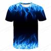Summer Men's Flame 3D Printed T-shirt Men's Fashionable Short Sleeved Hip-hop Top