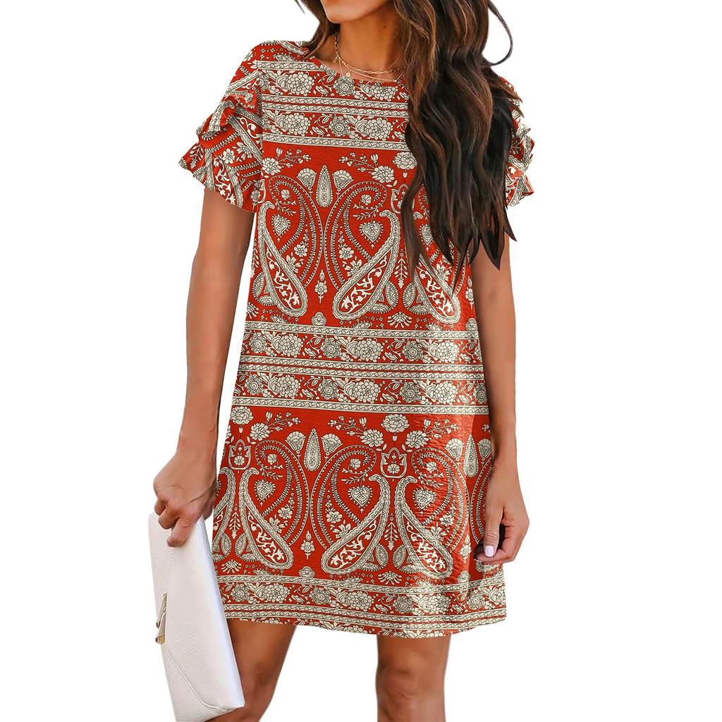 Женские модные повседневные пляжные свободные прямые платья с коротким рукавом