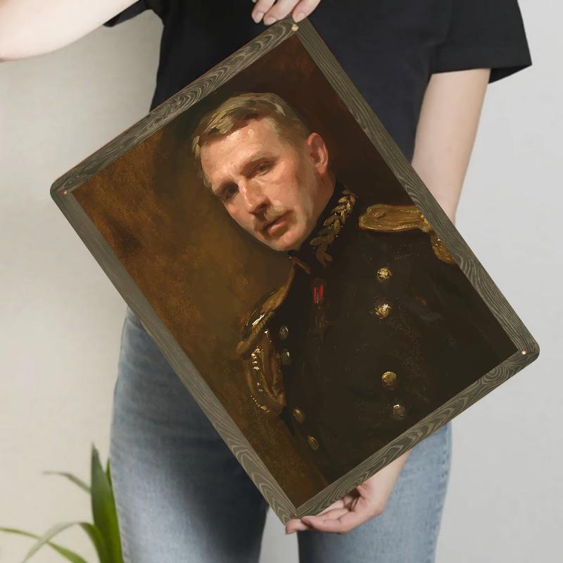 Винтажный военный портрет Настенное искусство из металла Декоративная подвесная картина для гостиной кабинета Индивидуальный размер