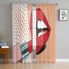 Lipstick Lips Art Makeup Tulle Curtains for Bedroom Hall Living Room Decor Chiffon Curtain for Balcony Kitchen Home Drapes