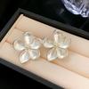 Silver needles irregular stamens five-petaled flower stud earrings simple fashion light luxury earrings high-end versatile earrings