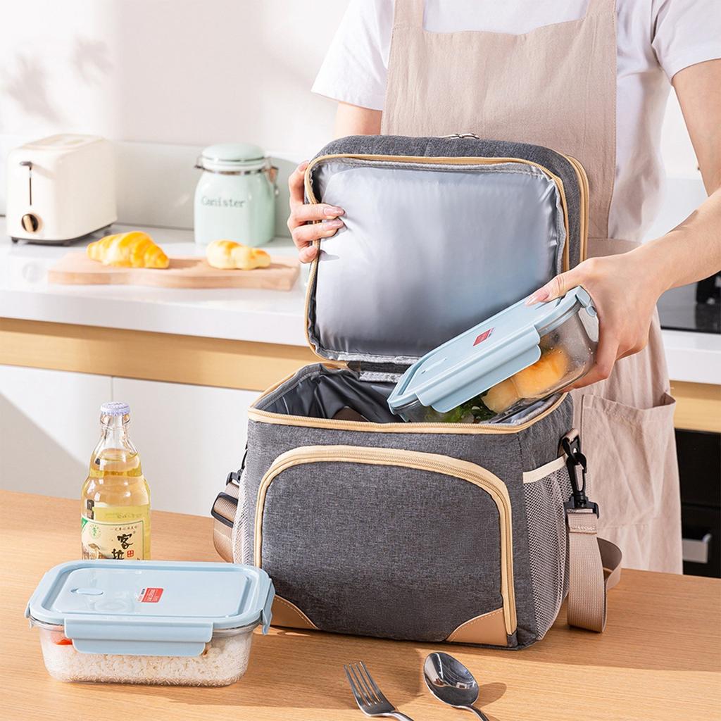 Изолированный большой ланч-бокс, двойной сверхпрочный ланч-сумка, герметичная сумка-холодильник, подходит для мужчин и женщин, взрослых, полет на пляж, однодневная поездка