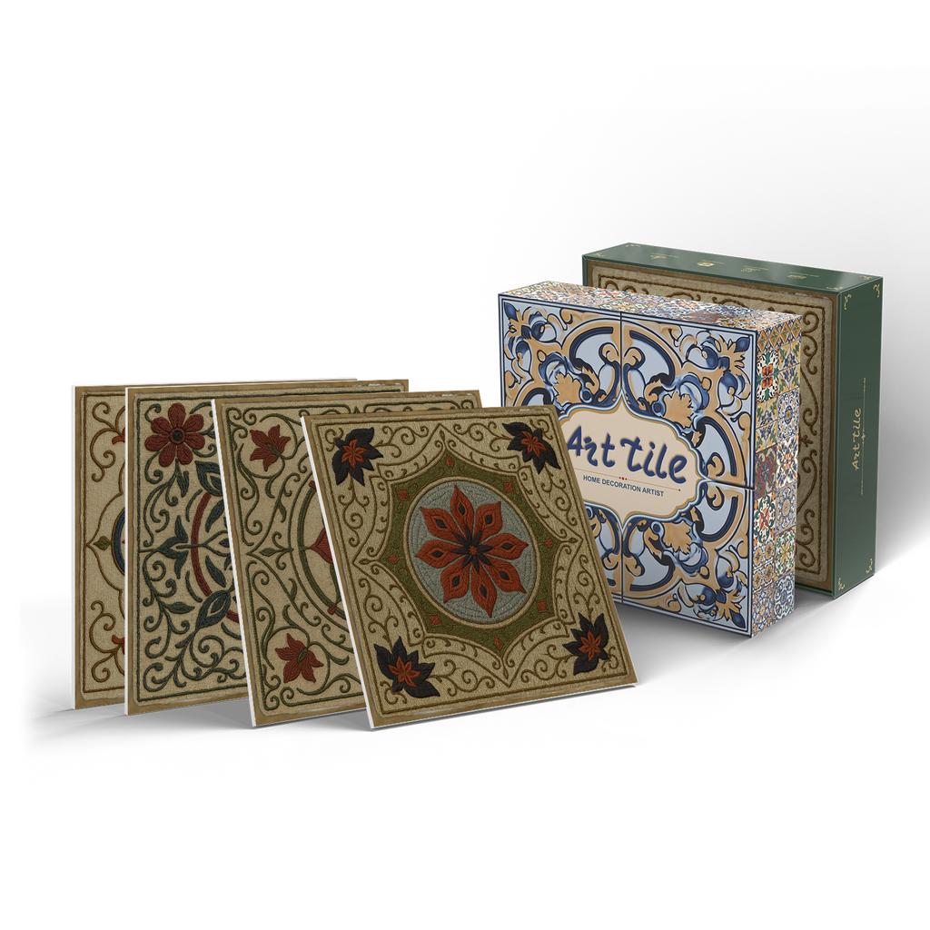 12/24 Pieces Thickened Pe Foam Tile Sticker Retro Tile Wall Sticker Self-Adhesive Waterproof Wall Sticker 15Cm