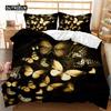 Черный Золотой Бабочка Пододеяльник Комплект Милый Синий Бабочка Постельное белье Женский Насекомое Полиэстер Одеяло Чехол Для Девочек Декор