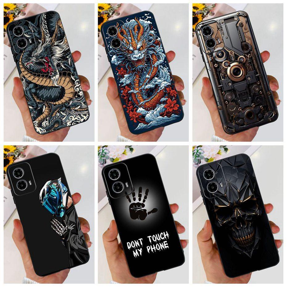 For Motorola Moto G34 XT2363-2 Fashion Dragon Metal Style Pattern Black Silicon Cases For MotoG34 G 34 5G Soft TPU Phone Cases