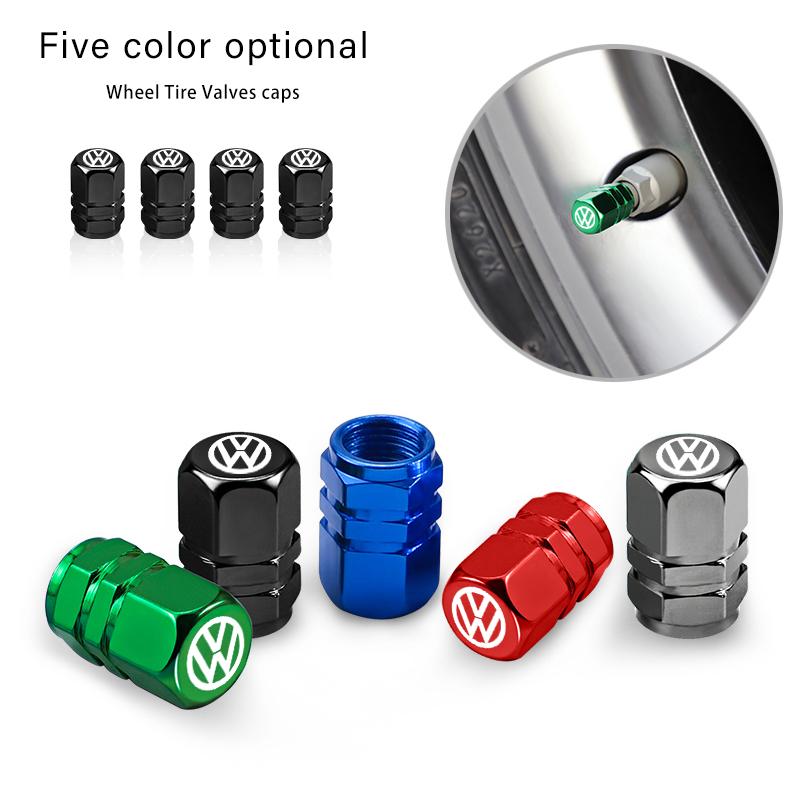 T26Car Wheel Tire Valve Caps Tyre Stem Covers Airdust Waterproof For Volkswagen Tiguan Golf Passat Polo Touareg Magotan ID.3 Touran