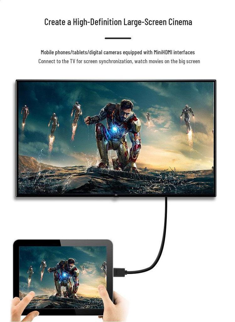 4K Мини HDMI на HDMI Тонкий Мягкий Кабель, Чистая Медь, HDMI 2.0 для Подключения Камеры DSLR к Монитору