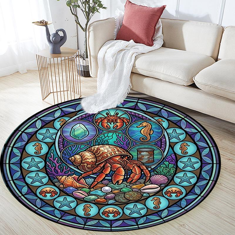 Oceanic Glass Round Area Rug Under Office Chairs Bedroom Living Room Home Decor