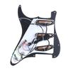Musiclily Basic SSS Stratocaster Pickguard with Hot Rails for ST Strat Electric Guitars with Set Pre-wired Single-Size Humbuckers, Black, 3-Piece