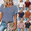 Весна Лето Кружева Сращивание Однотонные Свободные Повседневные Короткие Рукава Женская Одежда Футболки Женские