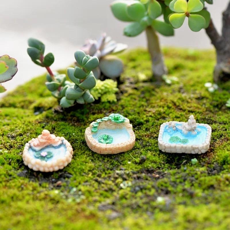 3PCS DIY Resin Miniature Landscape Decoration Lotus Pond Mixed Size Garden Decoration Micro Landscape Decoration